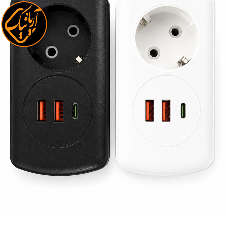 چند راهی برق Q601 دارای 2 پریز برق، 2 پورت USB و Type-C با کابل 1.8 متری و توان 2500 وات 🔌⚡📱