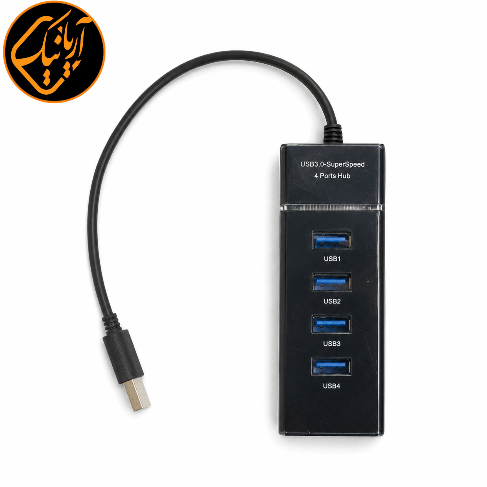 هاب USB 3.0 با چهار پورت اورجینال سرعت 5Gbps با کابل 30 سانتی‌متری مناسب لپ تاپ، کامپیوتر و هارد