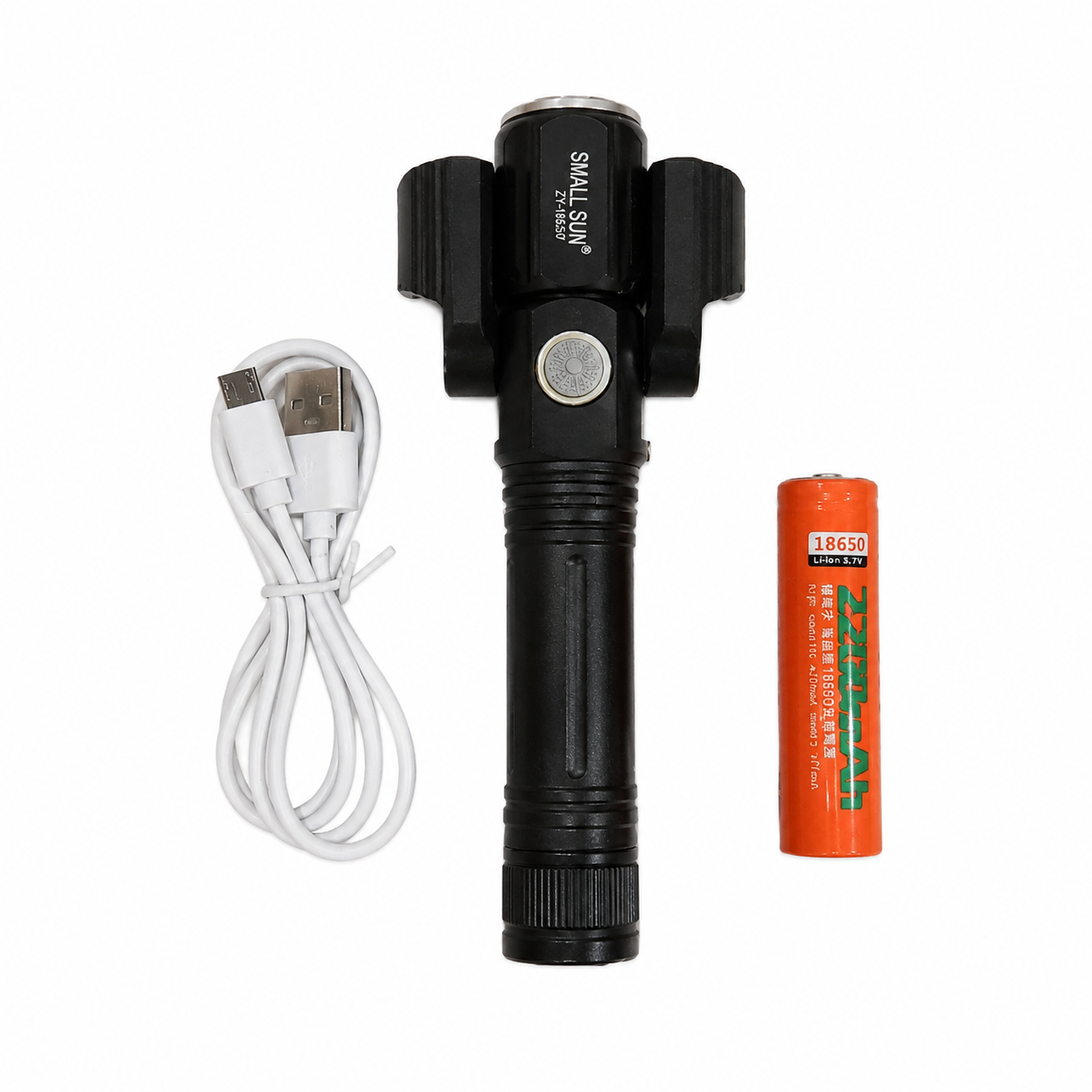 چراغ قوه شارژی اسمال سان مدل ZY-W537 سه کاره ۴ حالته زوم دار با باتری شارژی 18650 و شارژ Micro USB