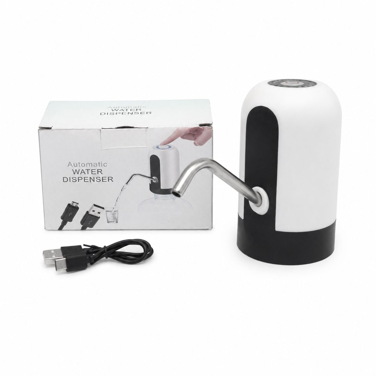 پمپ آب شارژی قابل حمل اتوماتیک گالن آب USB | آبریز برقی مخزن آب مناسب بطری 5 تا 18.9 لیتری با لوله استیل 304 و شلنگ سیلیکونی