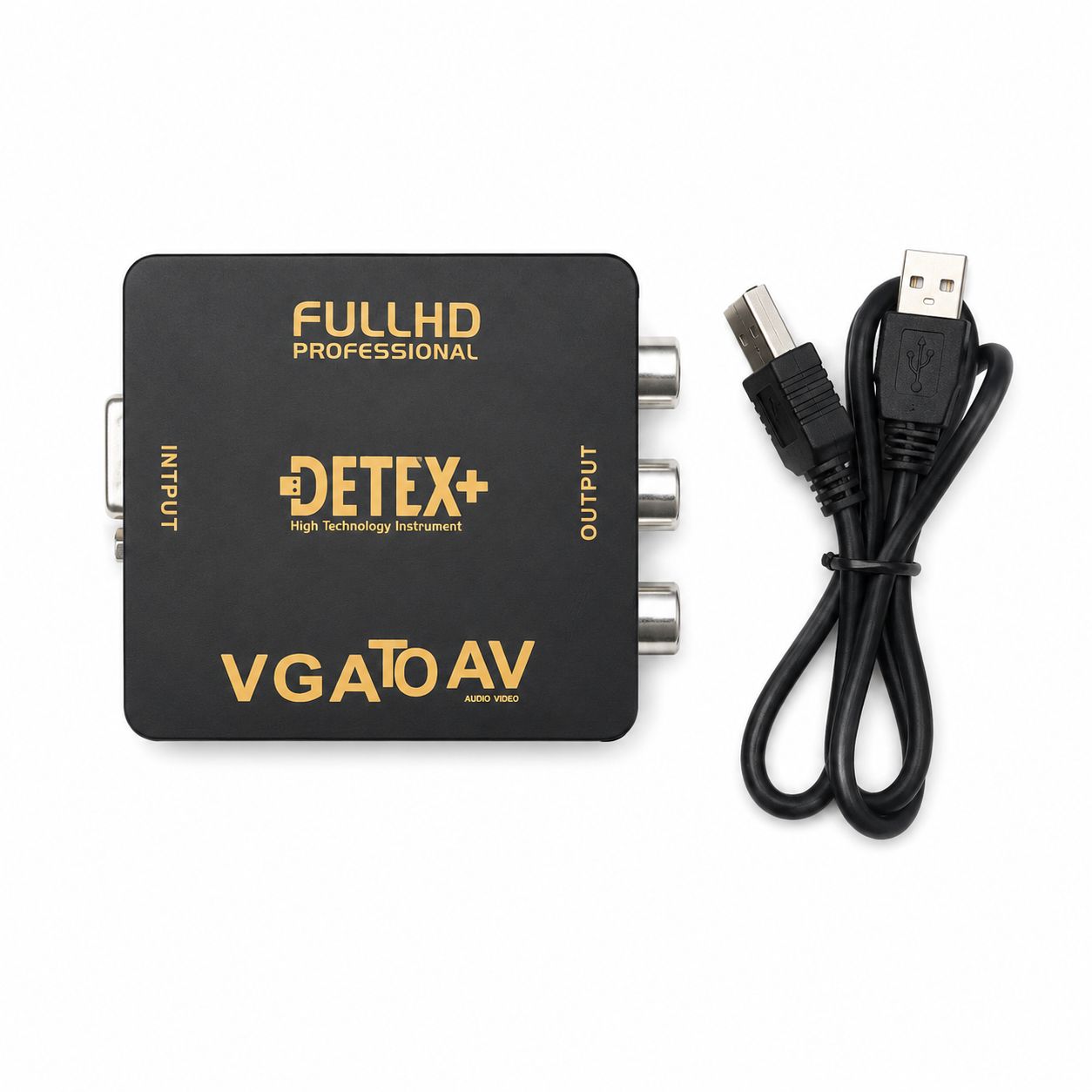 مبدل VGA به AV دیتکس (DETEX) | تبدیل VGA به AV / RCA با پشتیبانی از 1080P | مناسب تلویزیون، ویدئو پروژکتور و دوربین مداربسته