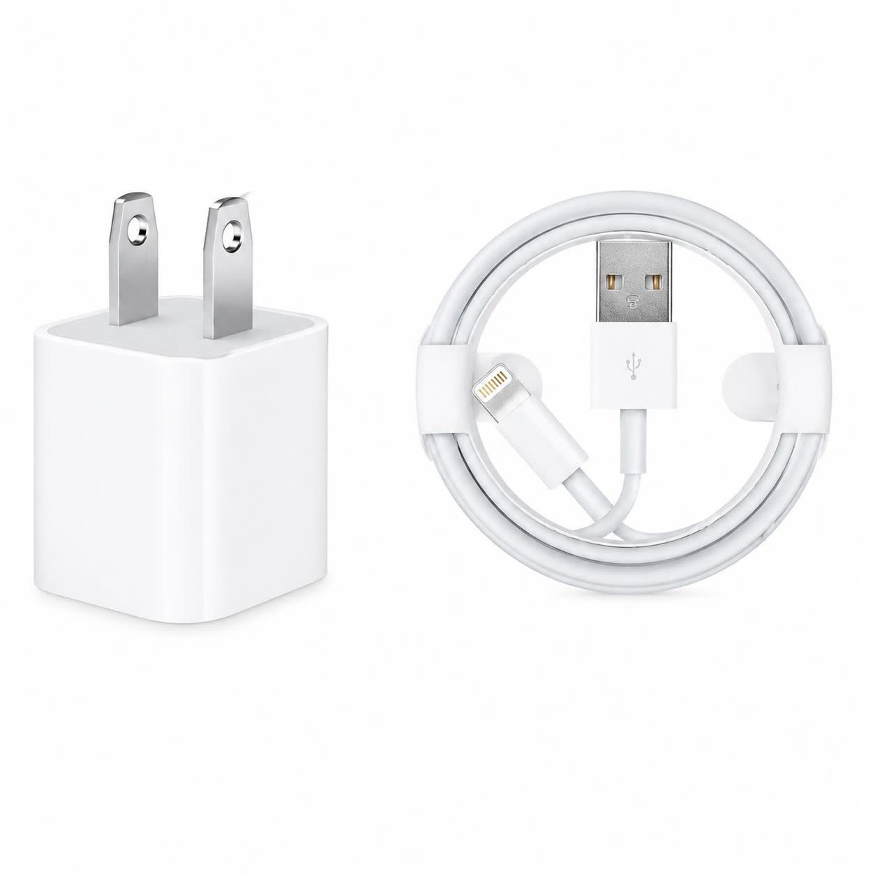 شارژر دیواری آیفون ۵ وات به همراه کابل لایتنینگ USB اصلی با قابلیت شارژ سریع مناسب گوشی های آیفون
