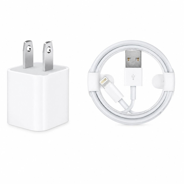 شارژر دیواری آیفون ۵ وات به همراه کابل لایتنینگ USB اصلی با قابلیت شارژ سریع مناسب گوشی های آیفون