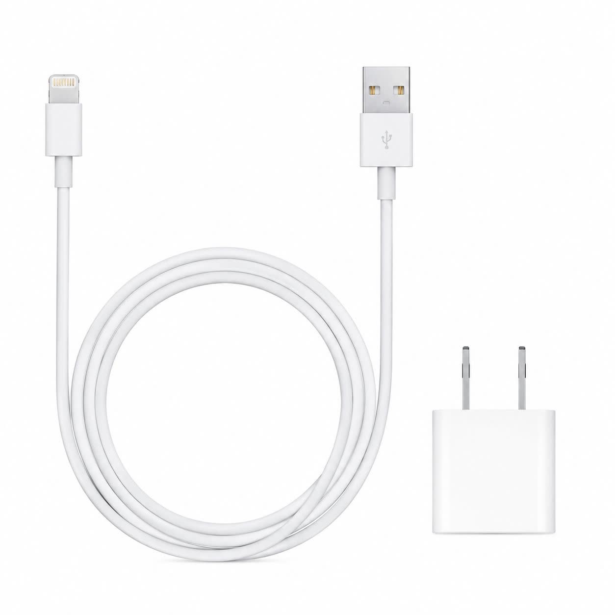 شارژر آیفون 5 وات به همراه کابل لایتنینگ USB اصلی مناسب iPhone X / XR / XS | آداپتور 5W + کابل Lightning به USB
