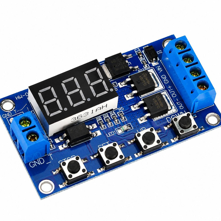 ماژول تایمر دیجیتال Dual MOS اصلی با خروجی MOSFET | تایمر قابل تنظیم 5 تا 36 ولت