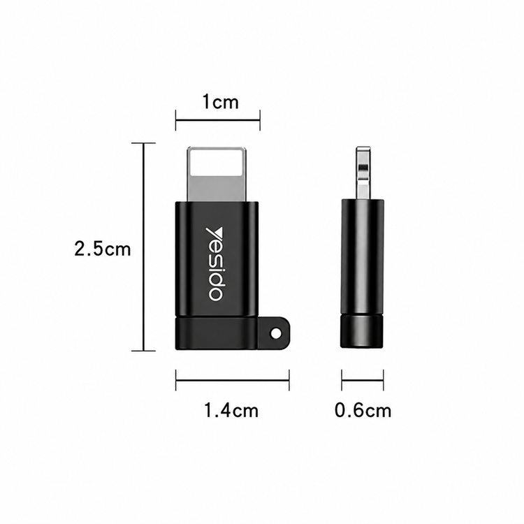 مبدل MicroUSB به Lightning یسیدو مدل GS05 اصلی | شارژ سریع 2.4 آمپر، انتقال دیتا و بدنه آلومینیومی مقاوم