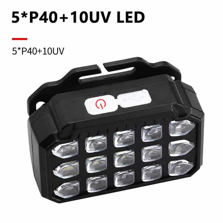 چراغ پیشانی و یووی حرفه ای مدل SQ-818-UV اصلی 2500 لومن با نور سفید و UV، برد 200 متر و شارژ Type-C