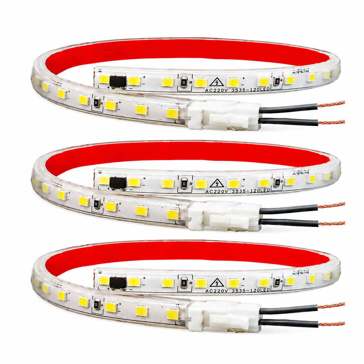 پک 3 عددی ریسه شلنگی LED 220 ولت مدل 2835 پشت چسبدار | مناسب کابینت و دکوراسیون