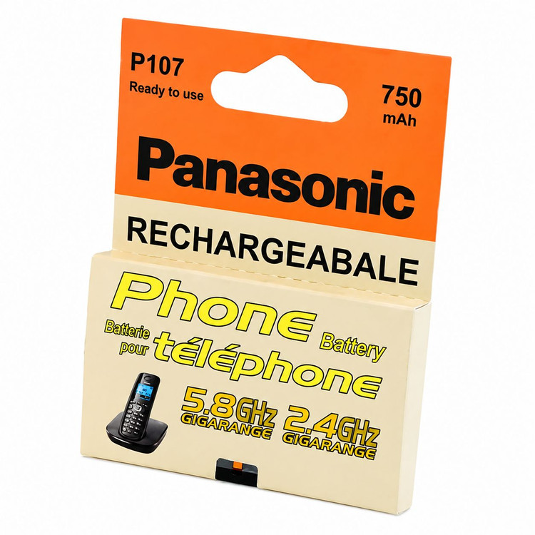 باتری شارژی تلفن بیسیم پاناسونیک با ظرفیت 750 میلی آمپرساعت مدل Panasonic P107 اصلی | مناسب تلفنهای 2.4GHz و 5.8GHz