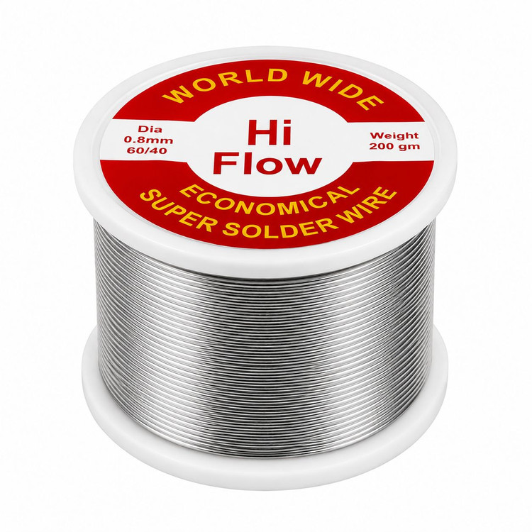 سیم لحیم 200 گرمی سوپر اکونومیک Hi Flow مدل 60/40 اصلی | قطر 0.8mm مناسب تعمیرات الکترونیک