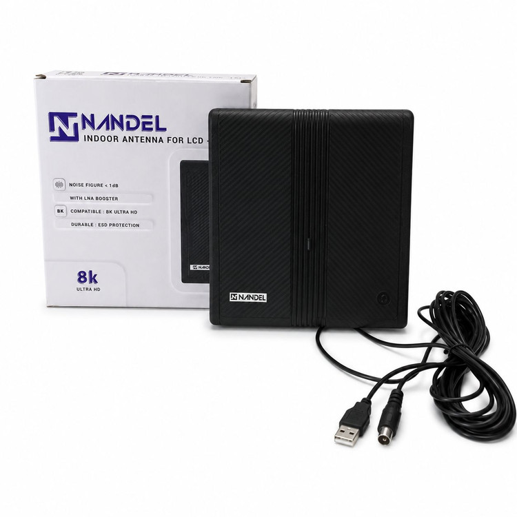 آنتن رومیزی تلویزیون ناندل Nandel تقویت دار اصلی پشتیبانی 8K Ultra HD | فیلتر 4G و کابل 3 متری با گیرندگی قوی و طراحی زیبا