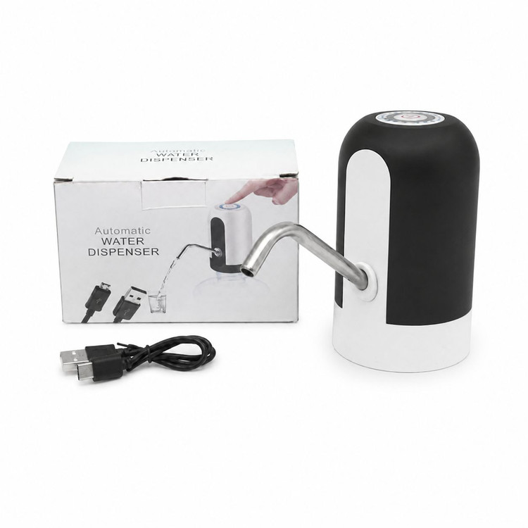 پمپ آب شارژی قابل حمل اتوماتیک گالن آب USB | آبریز برقی مخزن آب مناسب بطری 5 تا 18.9 لیتری با لوله استیل 304 و شلنگ سیلیکونی