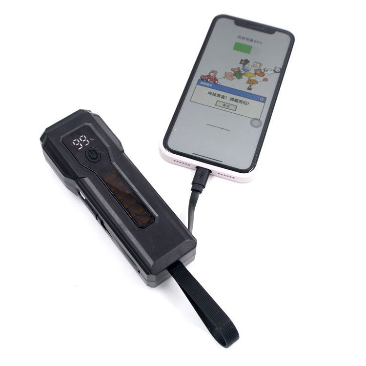 چراغ جلوی دوچرخه و پاوربانک JUNHAOJIE مدل Z828 اصلی باتری 5000mAh با نمایشگر شارژ پاوربانک با کابل لایتینگ و تایپ سی و نور پلیسی