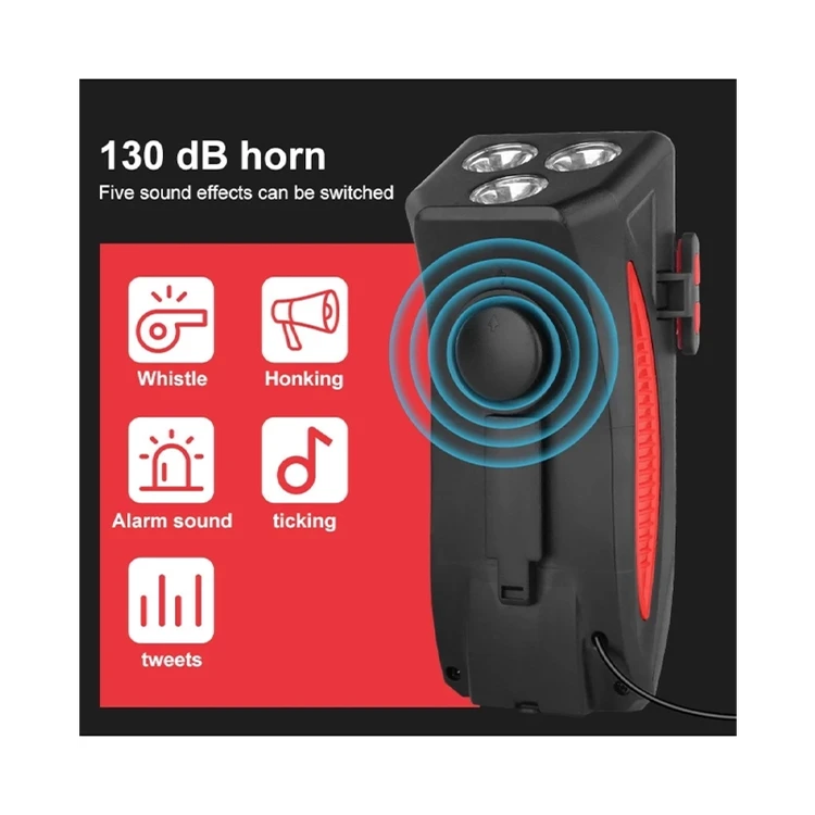 چراغ جلوی دوچرخه مدل 319B بوقدار با هولدر موبایل و پاوربانک 2400mAh