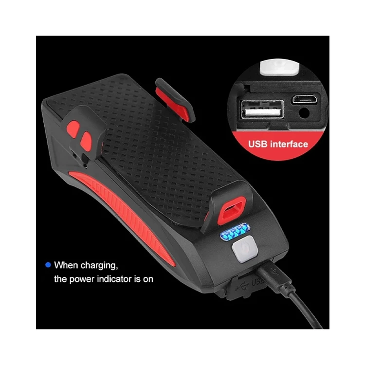 چراغ جلوی دوچرخه مدل 319B بوقدار با هولدر موبایل و پاوربانک 2400mAh