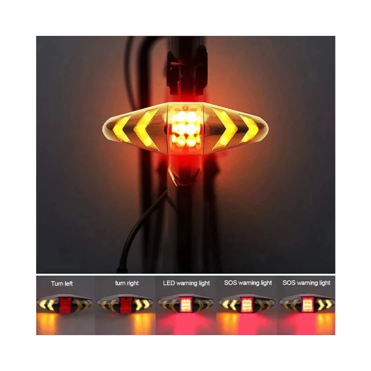 چراغ خطر عقب دوچرخه راهنمادار بیسیم مدل LY-0378 با ریموت کنترل و باتری شارژی