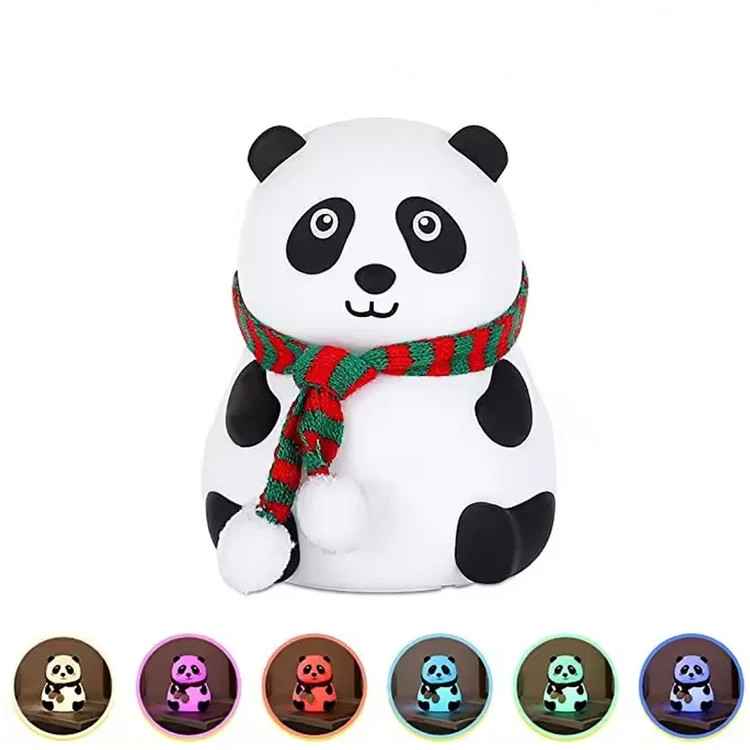 چراغ خواب سیلیکونی لمسی شارژی طرح پاندا دارای نور RGB و طراحی خاص