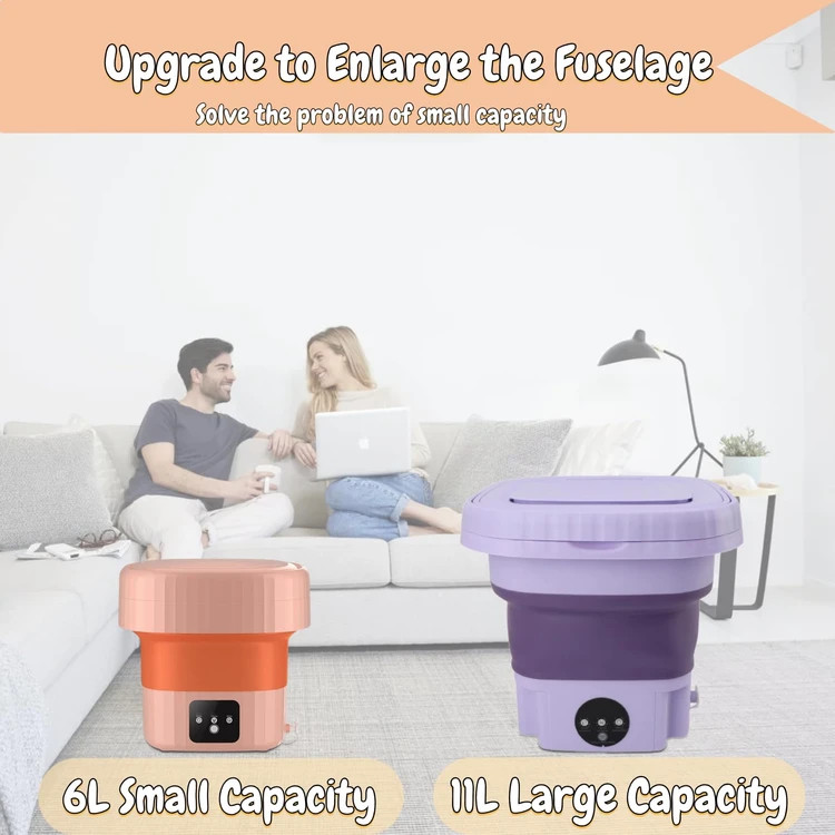 مینی واش تاشو 11 لیتری سایز بزرگ مدل Folding Washing Machine اصلی لباسشویی کوچک قابل حمل با خشککن