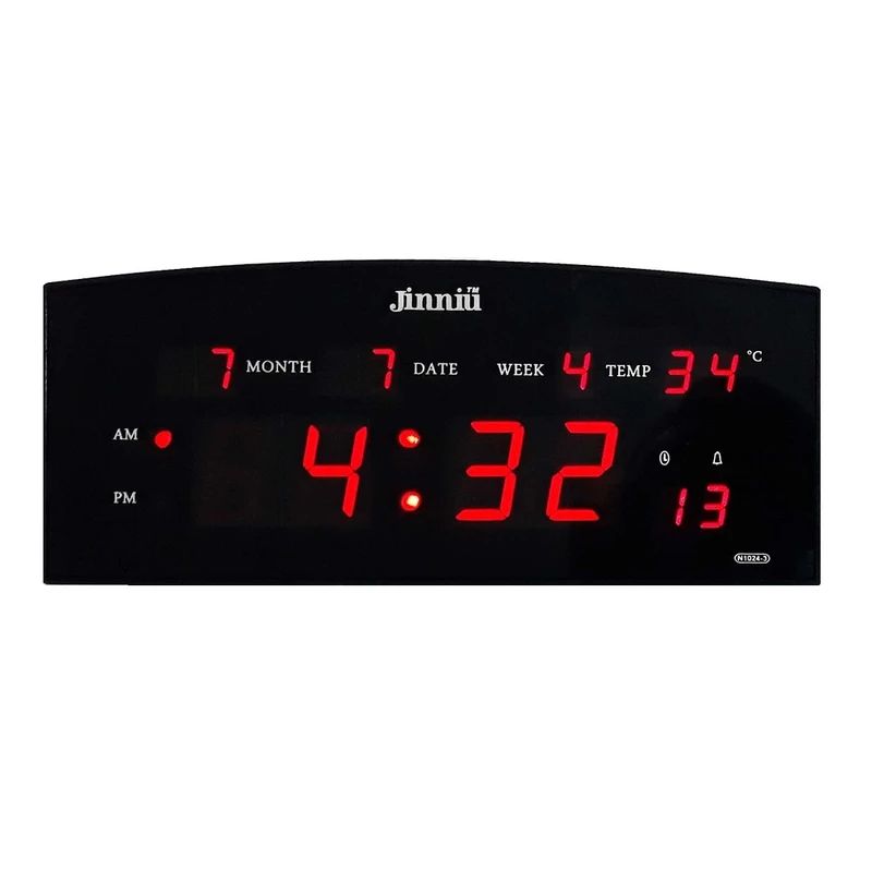 ساعت LED دیجیتال هوشمند Jinniu مدل N919-1 | ساعت رومیزی چندکاره با تقویم، دما، آلارم و تنظیم نور خودکار