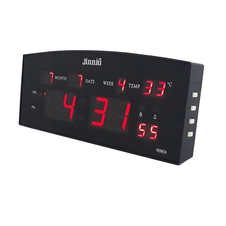ساعت LED دیجیتال هوشمند Jinniu مدل N919-1 | ساعت رومیزی چندکاره با تقویم، دما، آلارم و تنظیم نور خودکار