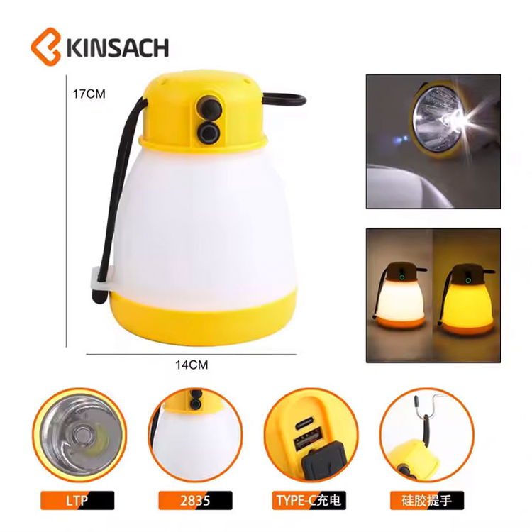 چراغ قوه کمپینگ شارژی مدل CH-22035 اصلی چراغ کمپینگ ضد آب و ضد ضربه با نور ۵۰۰ لومن، قابلیت پاوربانک و طراحی زیبا