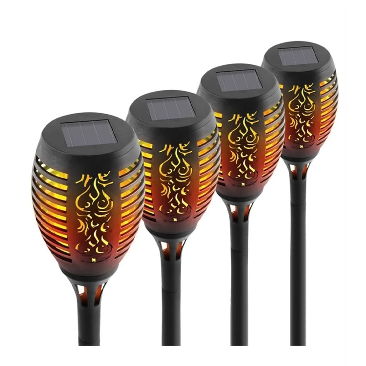 چراغ باغچه خورشیدی مشعلی ضدآب مدل XF-6018 | پایه 35 سانتیمتر، 33 LED و شعله متحرک