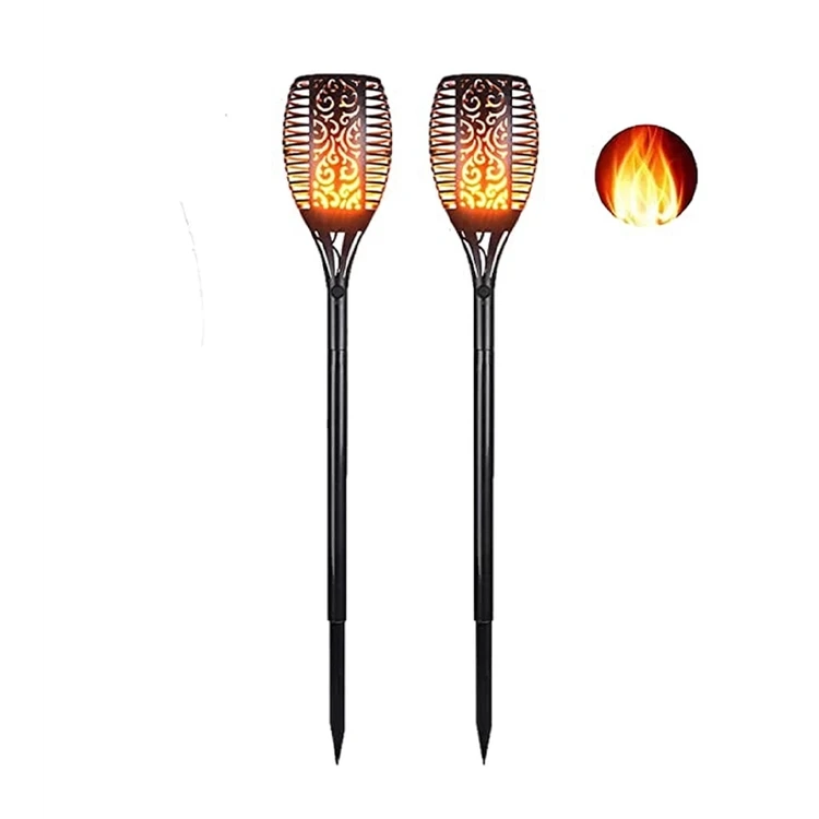 چراغ باغچه خورشیدی مشعلی ضدآب مدل XF-6018 | پایه 35 سانتی‌متر، 33 LED و شعله متحرک