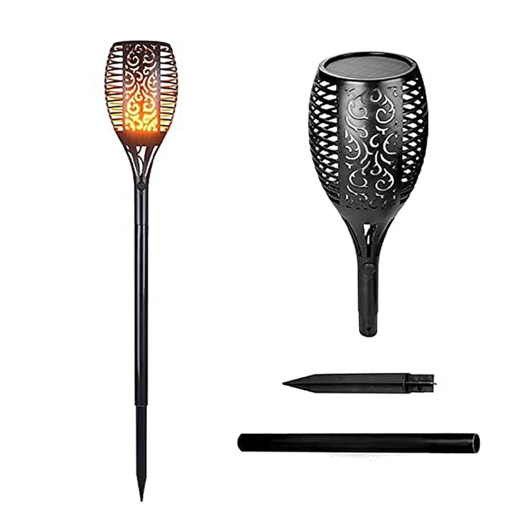 چراغ پارکی و باغچه خورشیدی سولونیکس طرح مشعل مدل XF-6006 | مشعل شعله متحرک ضدآب با 96 LED سایز بزرگ با سنسور شب و پایه 50 سانتی