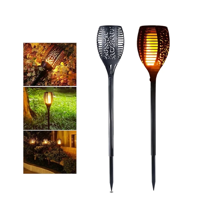 چراغ پارکی و باغچه خورشیدی سولونیکس طرح مشعل مدل XF-6006 | مشعل شعله متحرک ضدآب با 96 LED سایز بزرگ با سنسور شب و پایه 50 سانتی