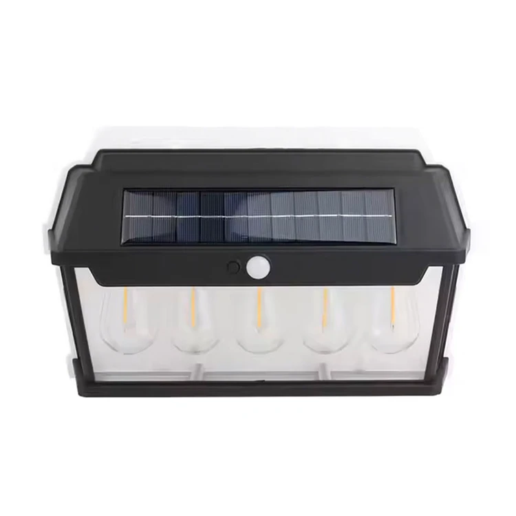 چراغ دیواری خورشیدی 5 لامپ مدل HW-999-5W | سنسور حرکتی، 600 لومن، باتری 1800mAh و ضد آب مناسب برای دکوراتیو، حیاط، باغ و فضاهای باز