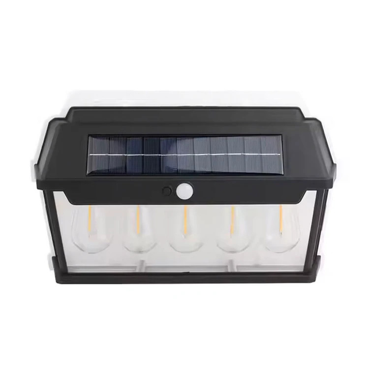 چراغ دیواری خورشیدی 5 لامپ مدل HW-999-5W | سنسور حرکتی، 600 لومن، باتری 1800mAh و ضد آب مناسب برای دکوراتیو، حیاط، باغ و فضاهای باز