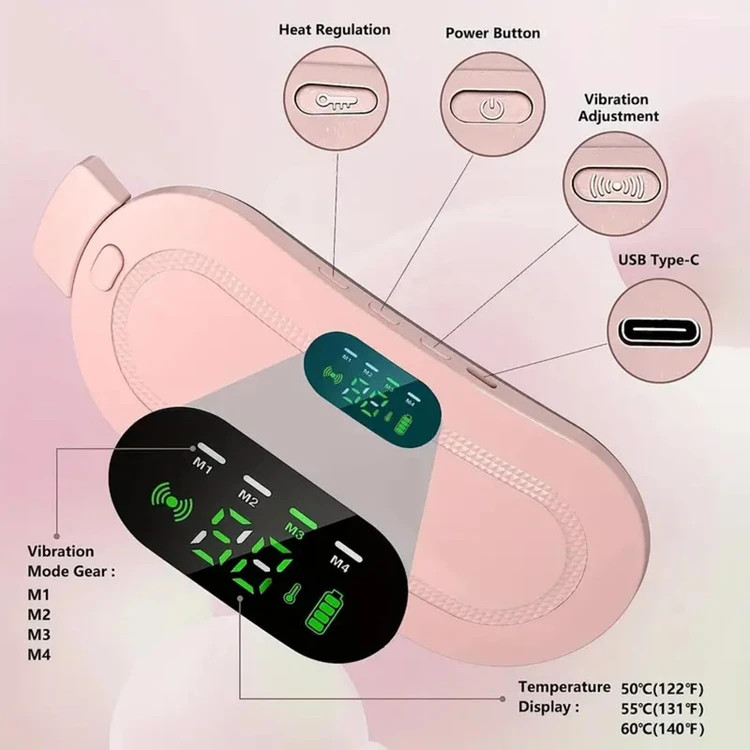 ماساژور برقی شکم و کمر WORLDBEAUTYCARE مدل WBC 0015 اصلی کمربند گرمایشی هوشمند با ماساژ لرزشی مناسب برای دردهای قاعدگی و ناراحتی شکم و کمر