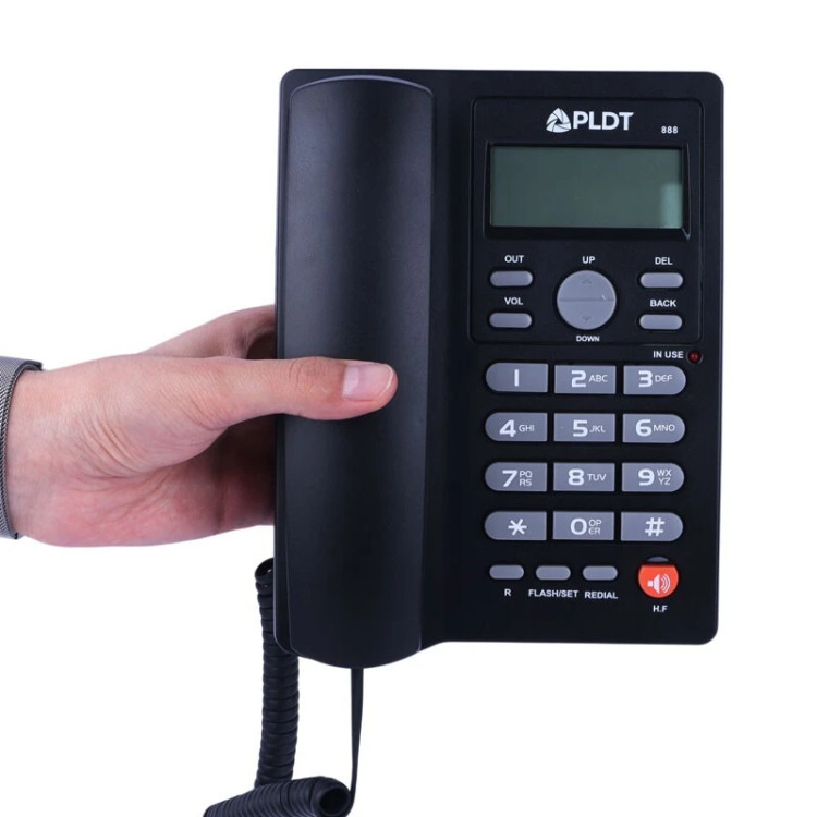 تلفن رومیزی با سیم PLDT مدل 888 اصلی نمایشگر LCD، اسپیکر داخلی، شمارهگیری سریع و Handsfree