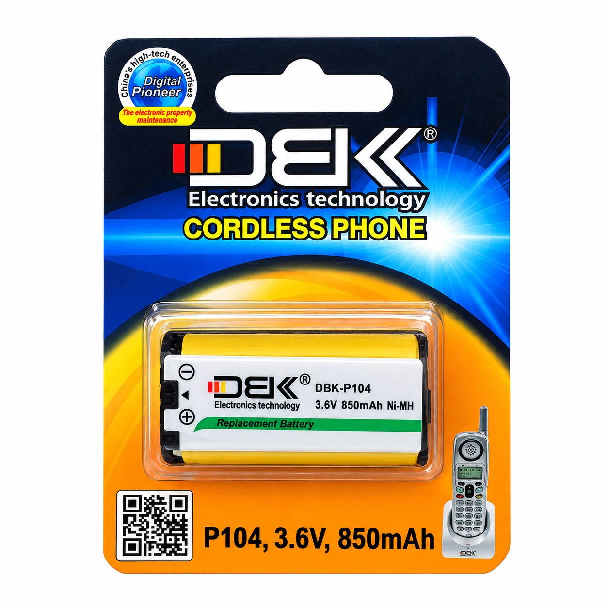 باتری تلفن بی‌سیم DBK مدل P104 با ظرفیت 850mAh اصلی 3.6 ولت