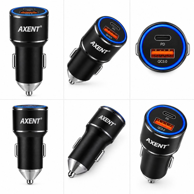 شارژر فندکی خودرو 48 وات اصلی فست شارژ اکسنت AXENT مدل C02