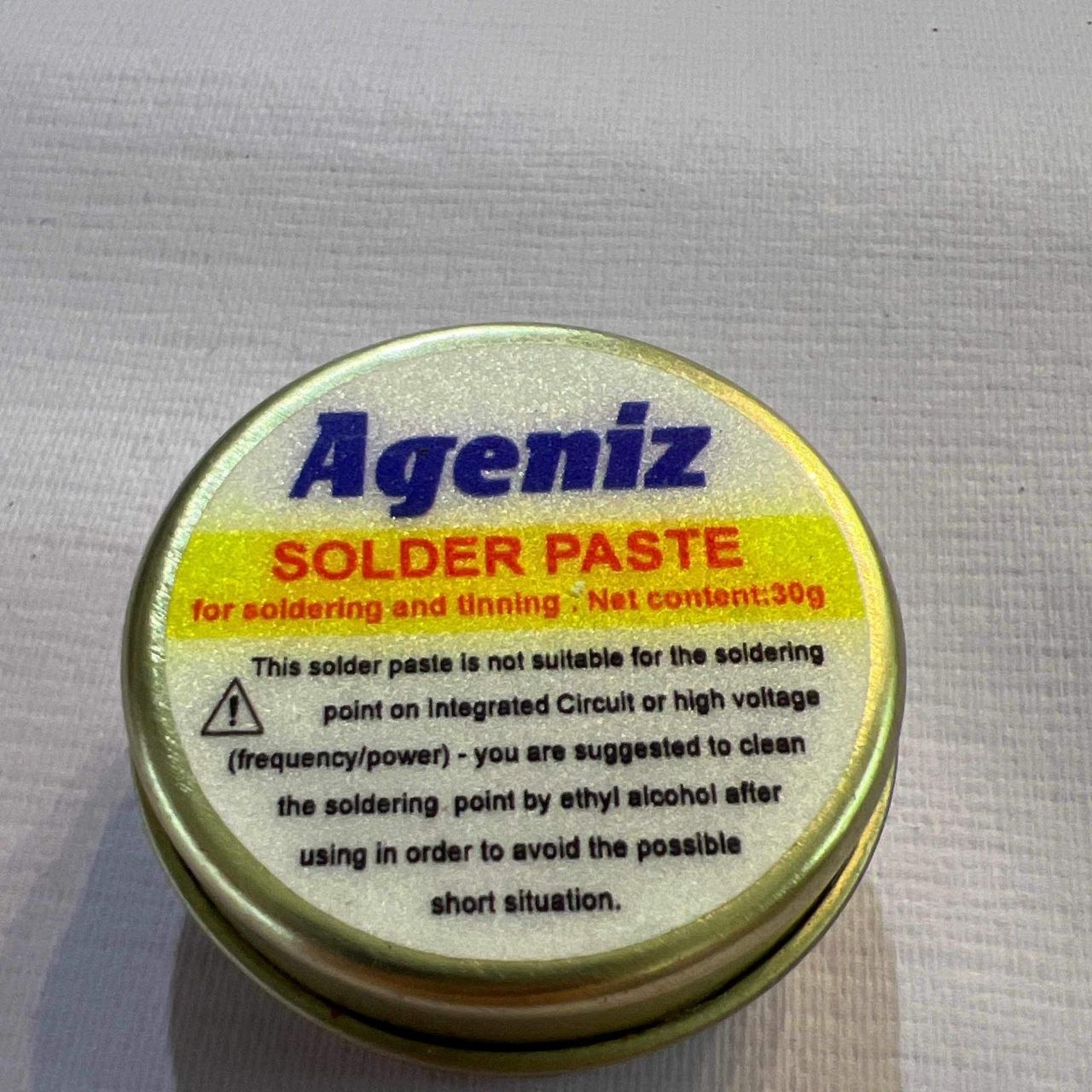 روغن لحیم حرفه ای ودرجه یک جعبه فلزی30 گرمی اگنیز Ageniz